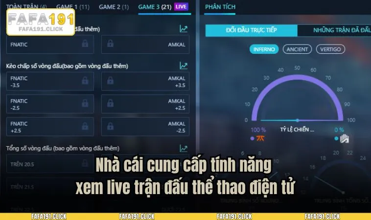 Nhà cái cung cấp tính năng xem live trận đấu thể thao điện tử